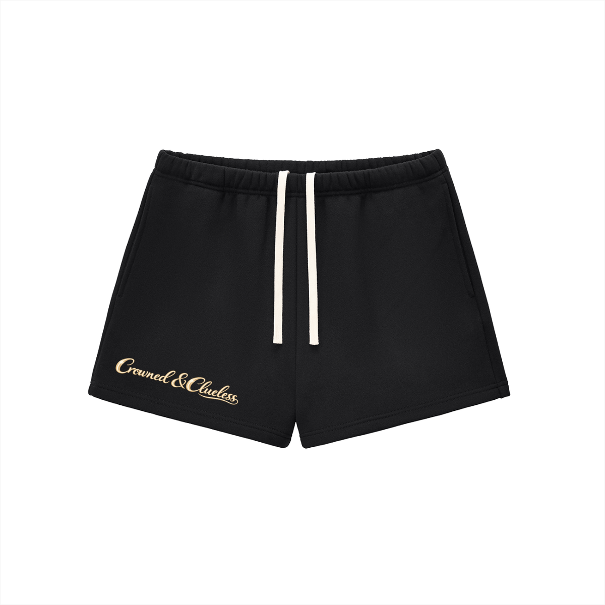 Crowned & Clueless Tie Shorts-Butter Bby