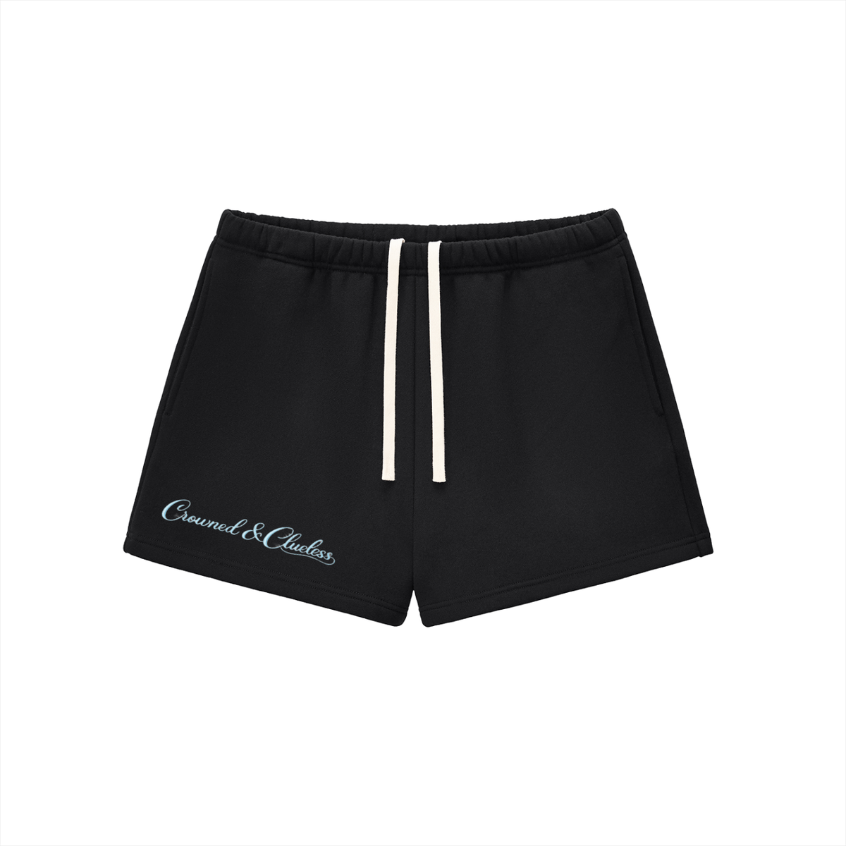 Crowned & Clueless Tie Shorts-Blue Delulu