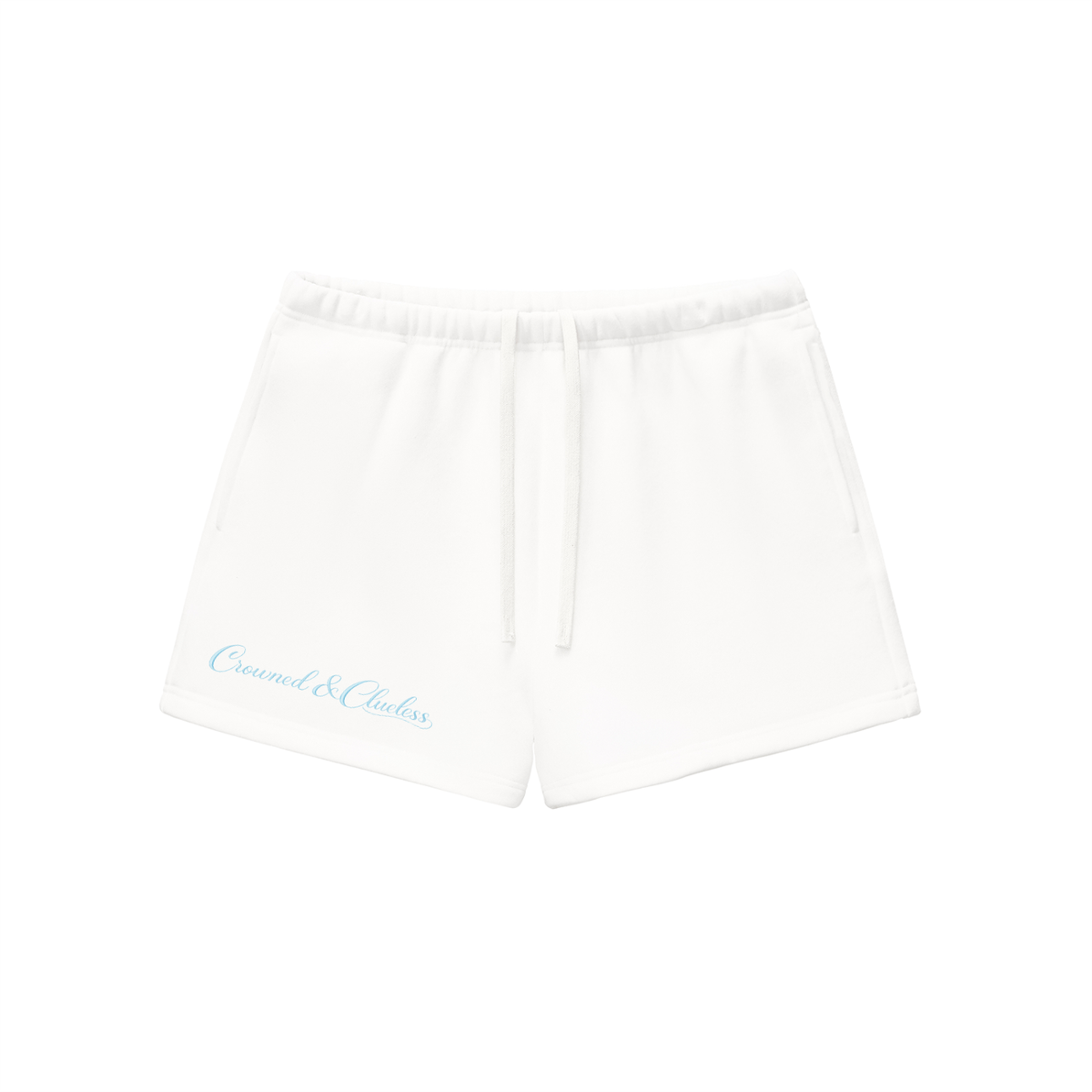 Crowned & Clueless Tie Shorts-Blue Delulu
